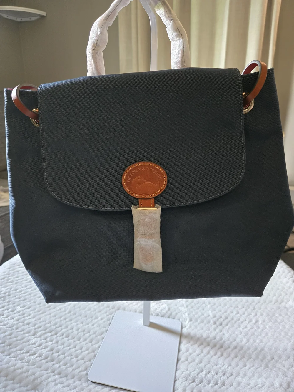 NWT Dooney & Bourke Navy Tote with Tan Leather Accents - Picture 6 of 6